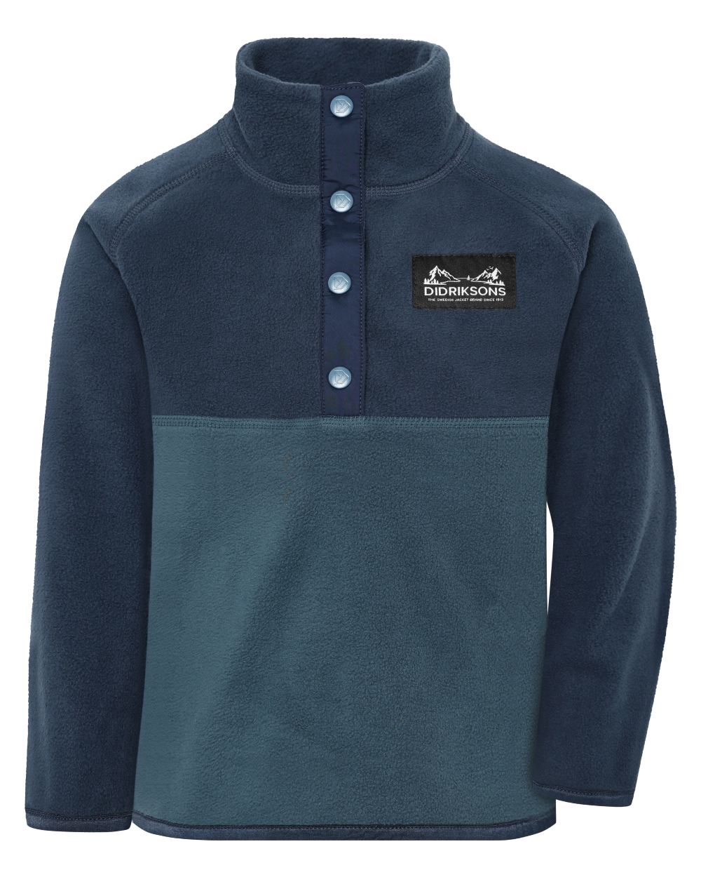 Mountain Blue coloured Didriksons Childrens Monte Half Button Fleece 6 on white background 
