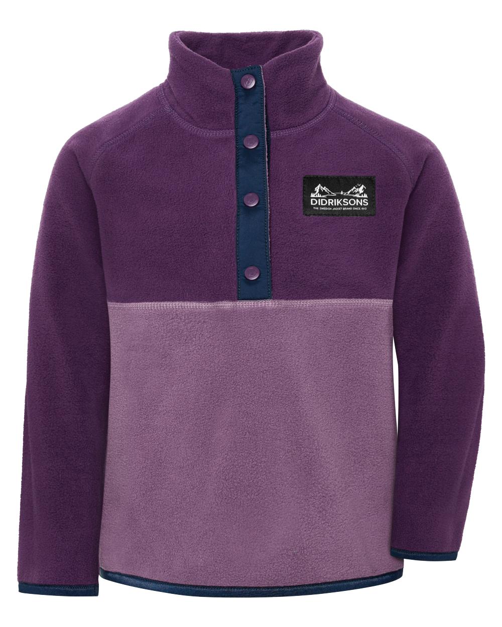 Northen Purple coloured Didriksons Childrens Monte Half Button Fleece 6 on white background 