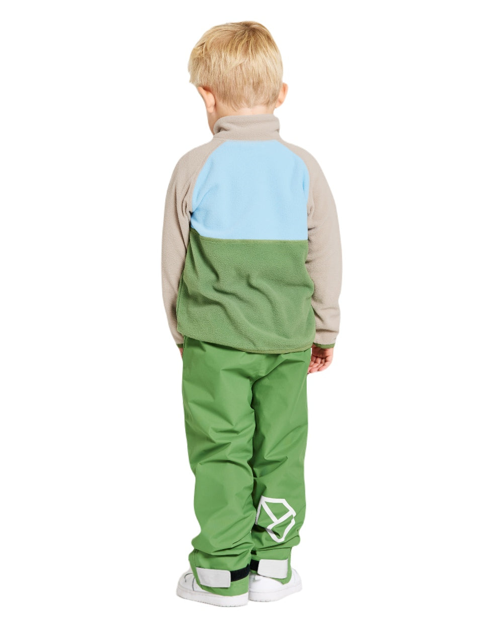 Algae Green coloured Didriksons Childrens Monte Half Button Fleece 4 on white background 