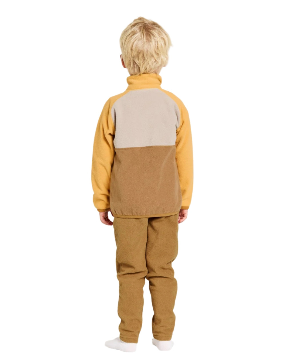 Cumin coloured Didriksons Childrens Monte Half Button Fleece 4 on white background 