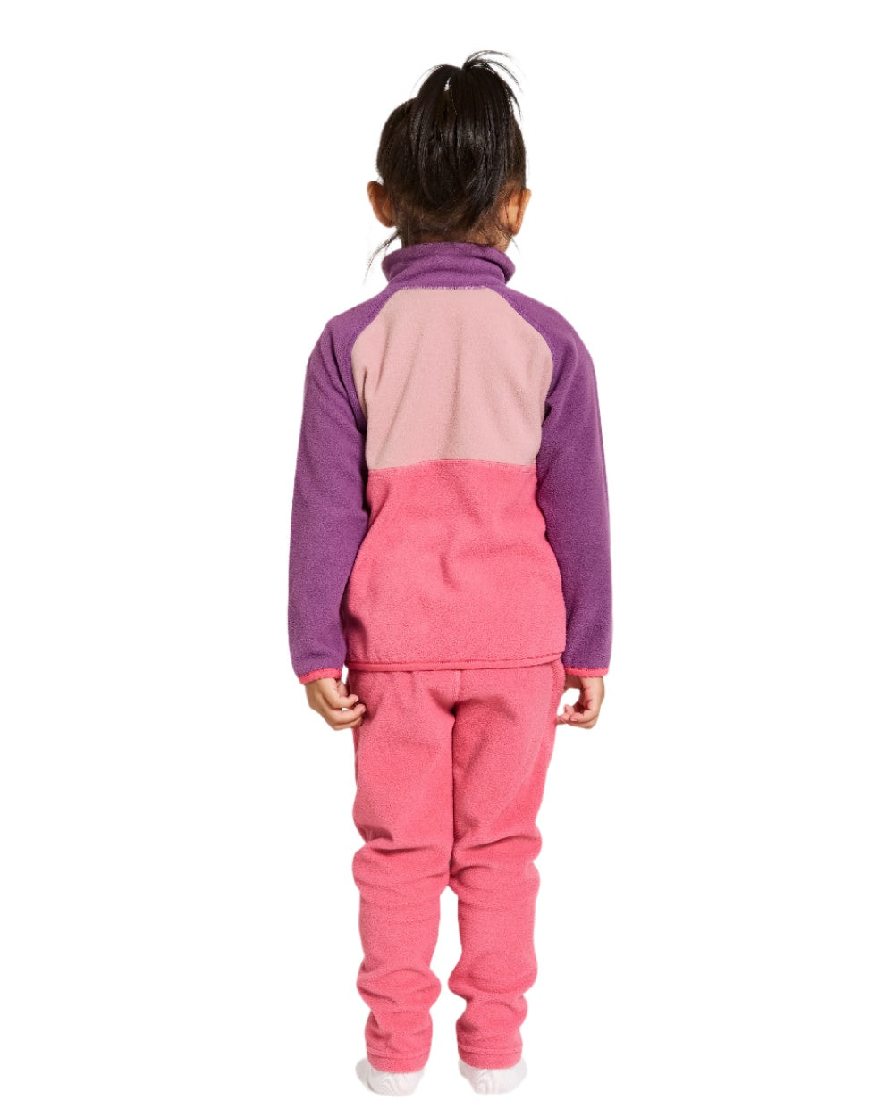 Dusty Azalea coloured Didriksons Childrens Monte Half Button Fleece 4 on white background 