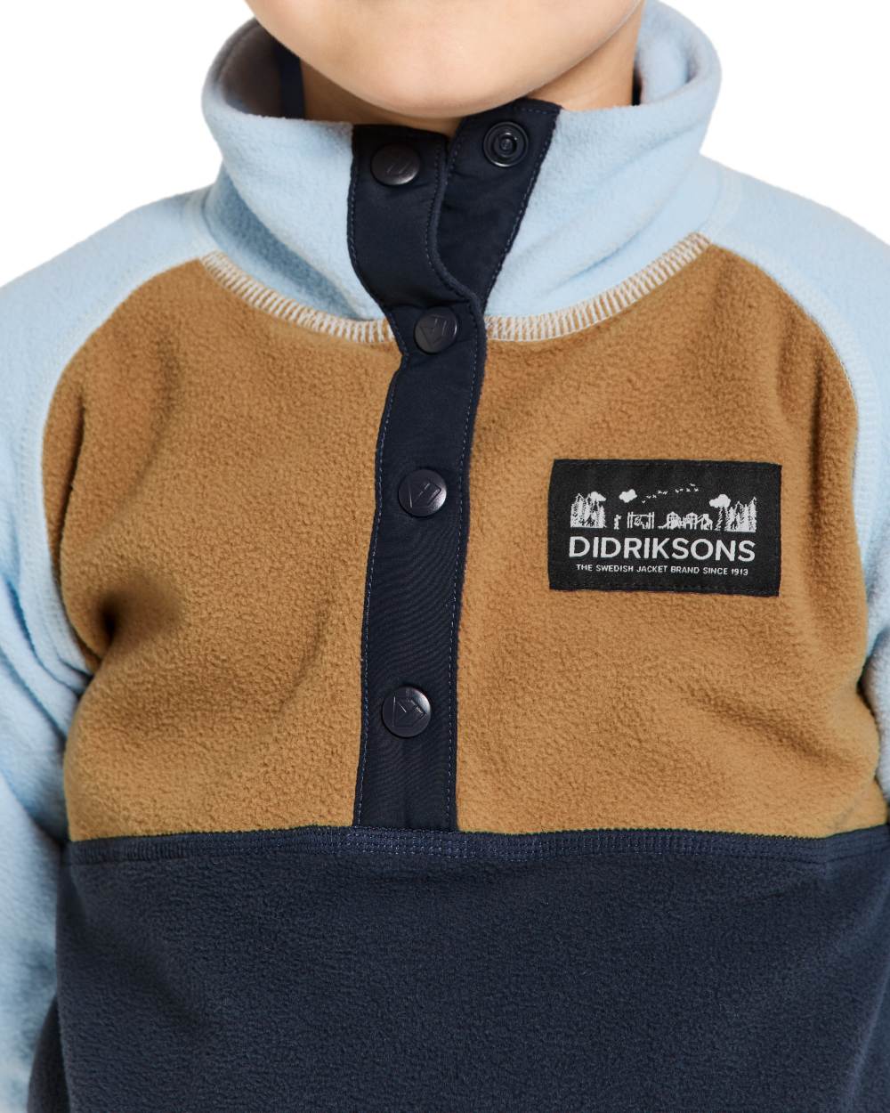 Navy coloured Didriksons Childrens Monte Half Button Fleece 4 on white background 