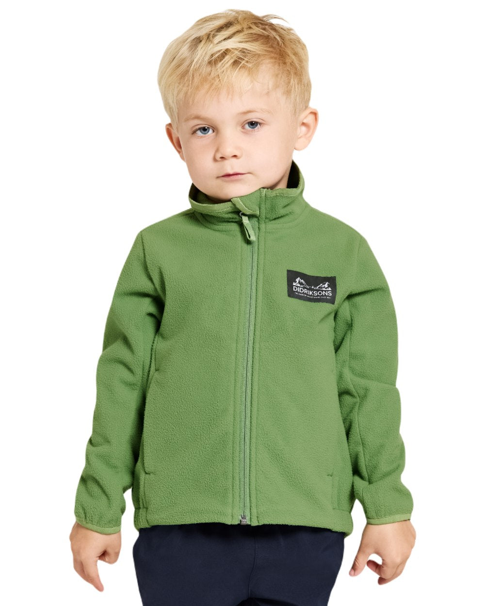 Algae Green coloured Didriksons Childrens Muskot Jacket on white background 