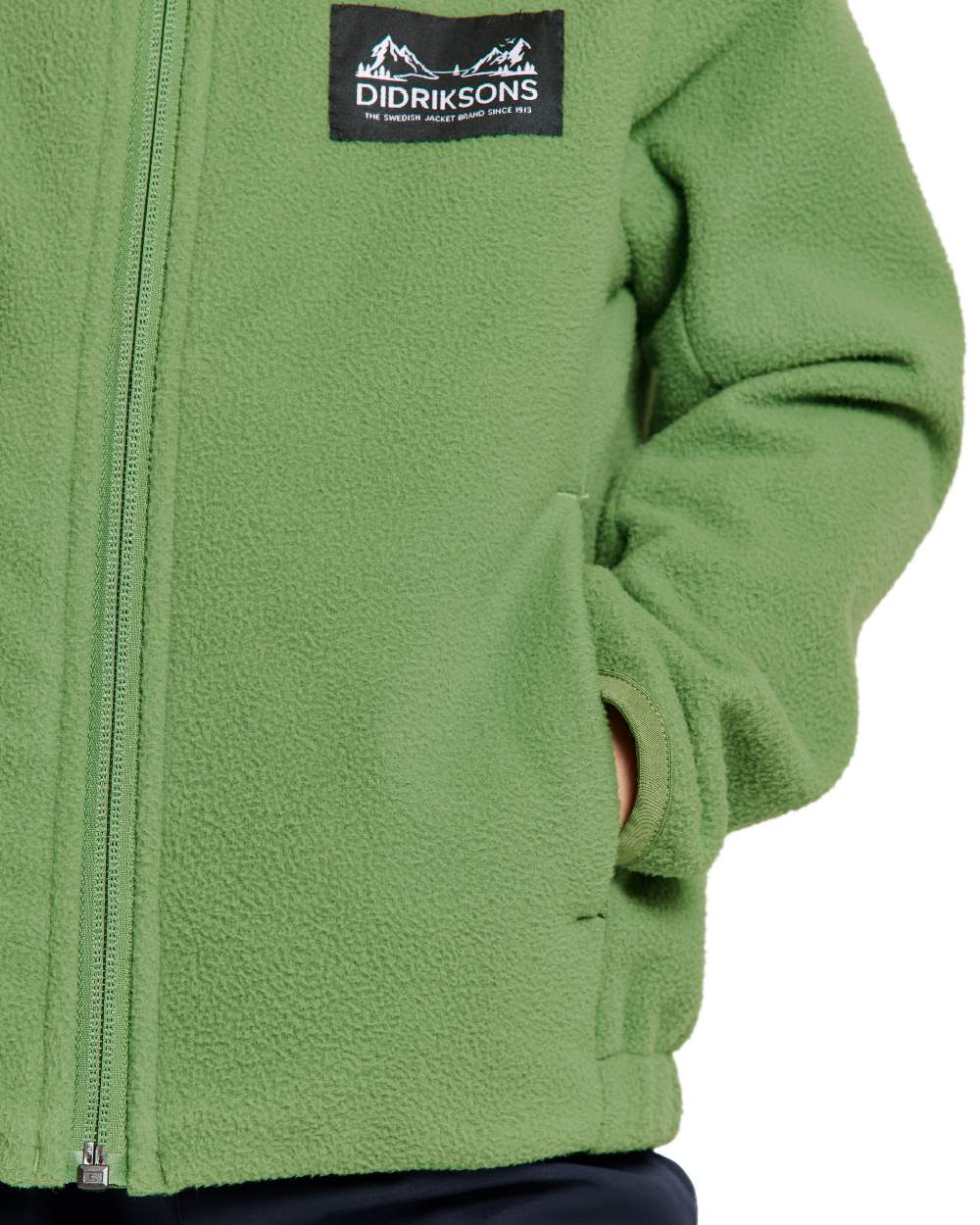 Algae Green coloured Didriksons Childrens Muskot Jacket on white background 