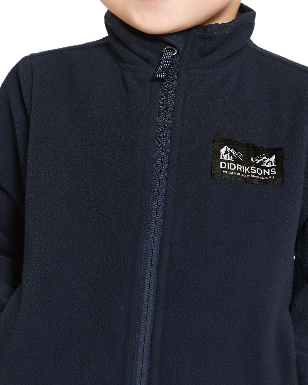 Dark Night Blue coloured Didriksons Childrens Muskot Jacket on white background 