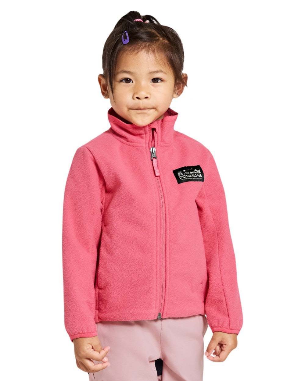 Dusty Azalea coloured Didriksons Childrens Muskot Jacket on white background 