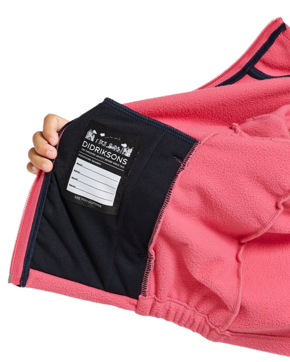 Dusty Azalea coloured Didriksons Childrens Muskot Jacket on white background 