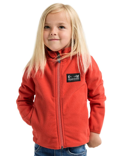 Paprika coloured Didriksons Childrens Muskot Jacket on white background 