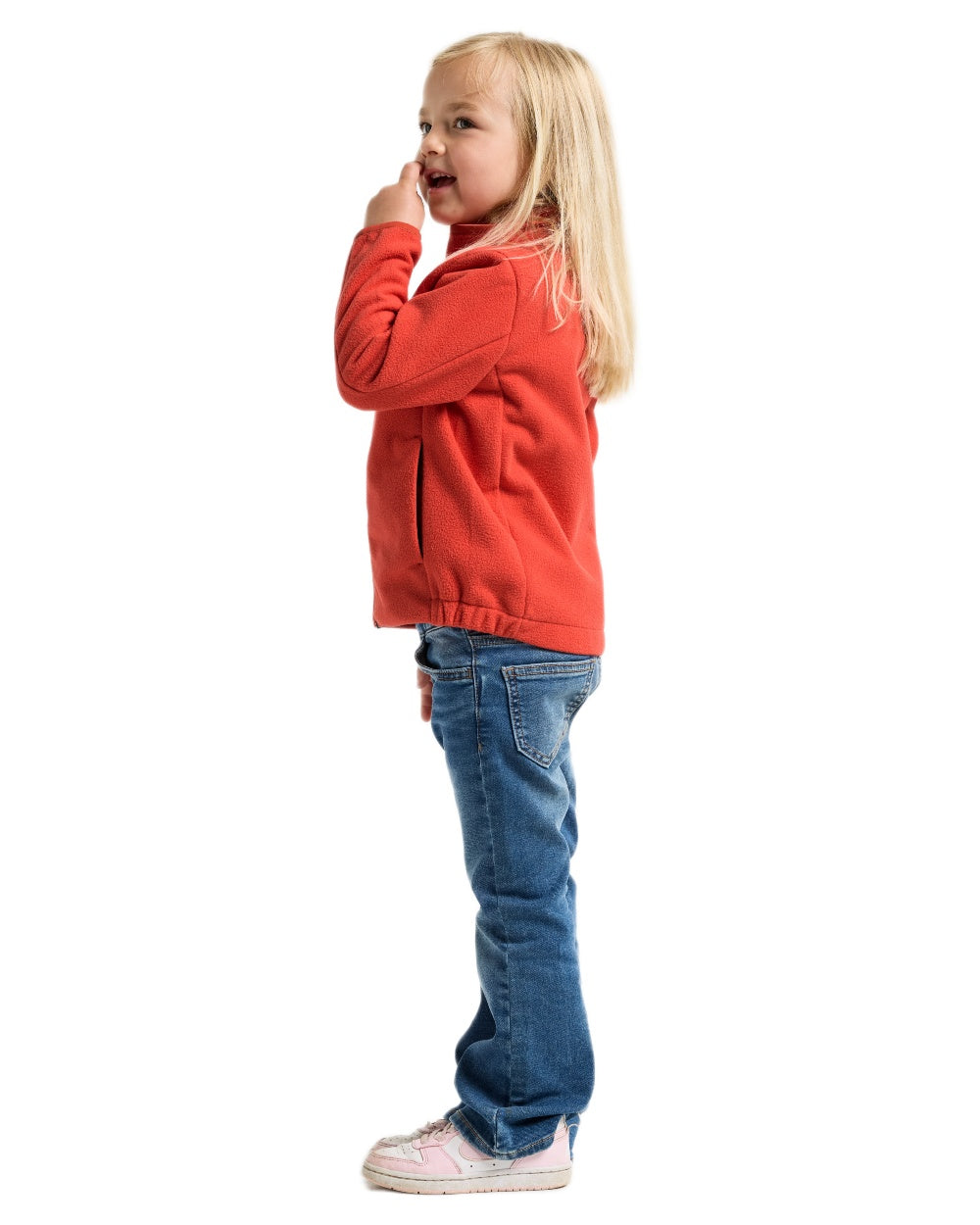 Paprika coloured Didriksons Childrens Muskot Jacket on white background 