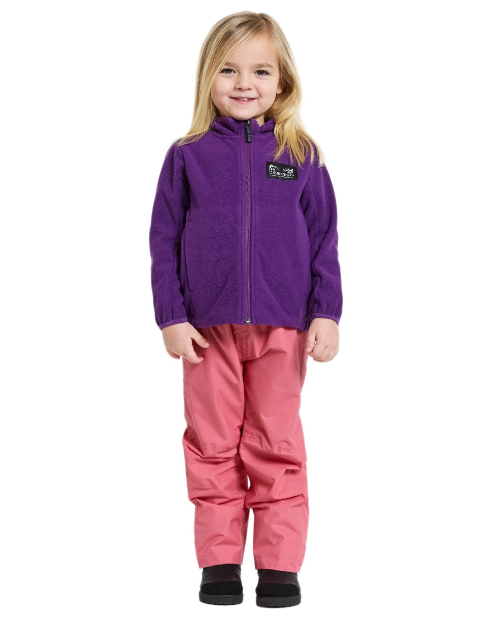 Royal Purple coloured Didriksons Childrens Muskot Jacket on white background 