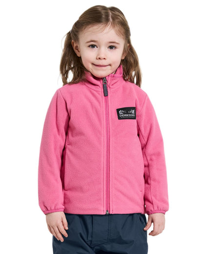 Sweet Pink coloured Didriksons Childrens Muskot Jacket on white background 