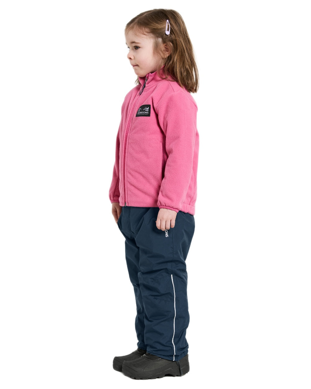 Sweet Pink coloured Didriksons Childrens Muskot Jacket on white background 