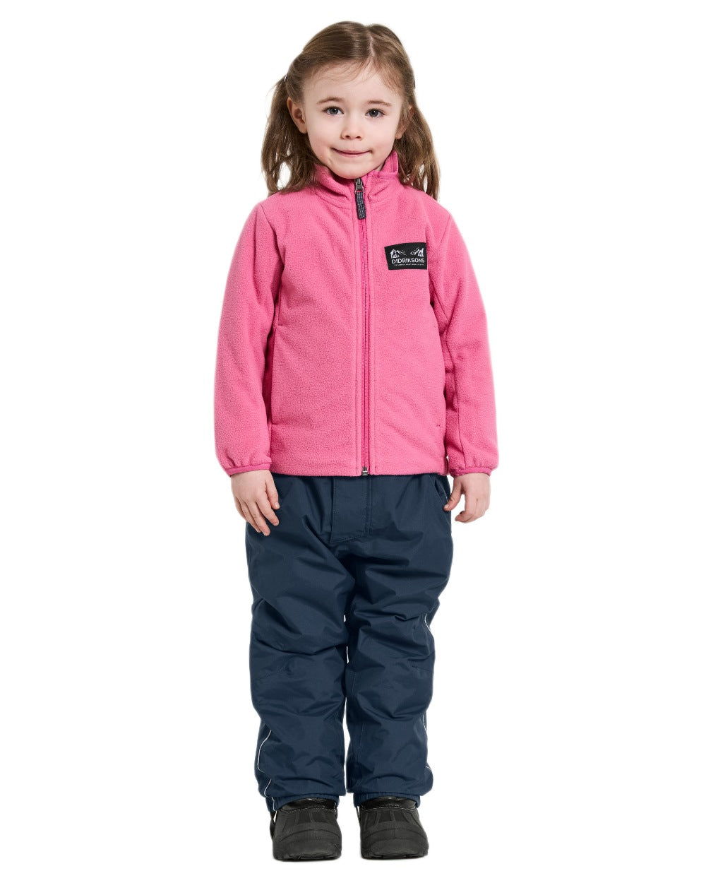 Sweet Pink coloured Didriksons Childrens Muskot Jacket on white background 