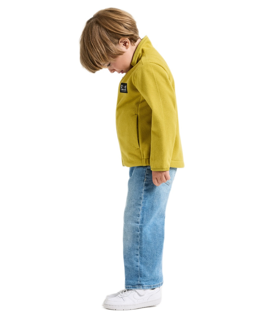 Yellow Pollen coloured Didriksons Childrens Muskot Jacket on white background 