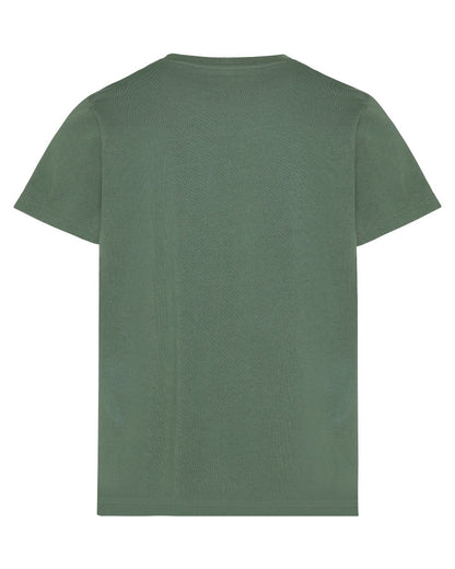 Dark Moss coloured Didriksons Childrens Mynta Explore Logo T-Shirt on white background 