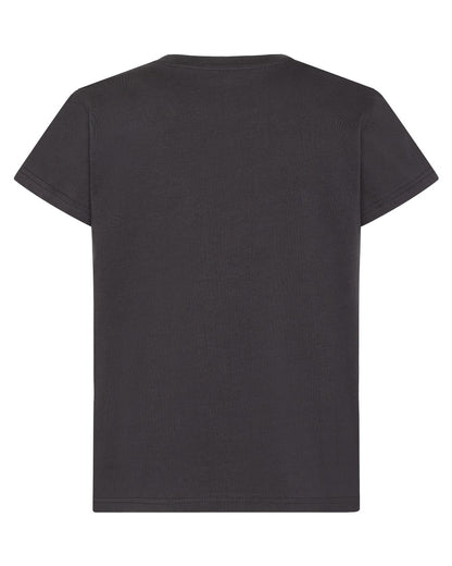 Graphite coloured Didriksons Childrens Mynta Explore Logo T-Shirt on white background 