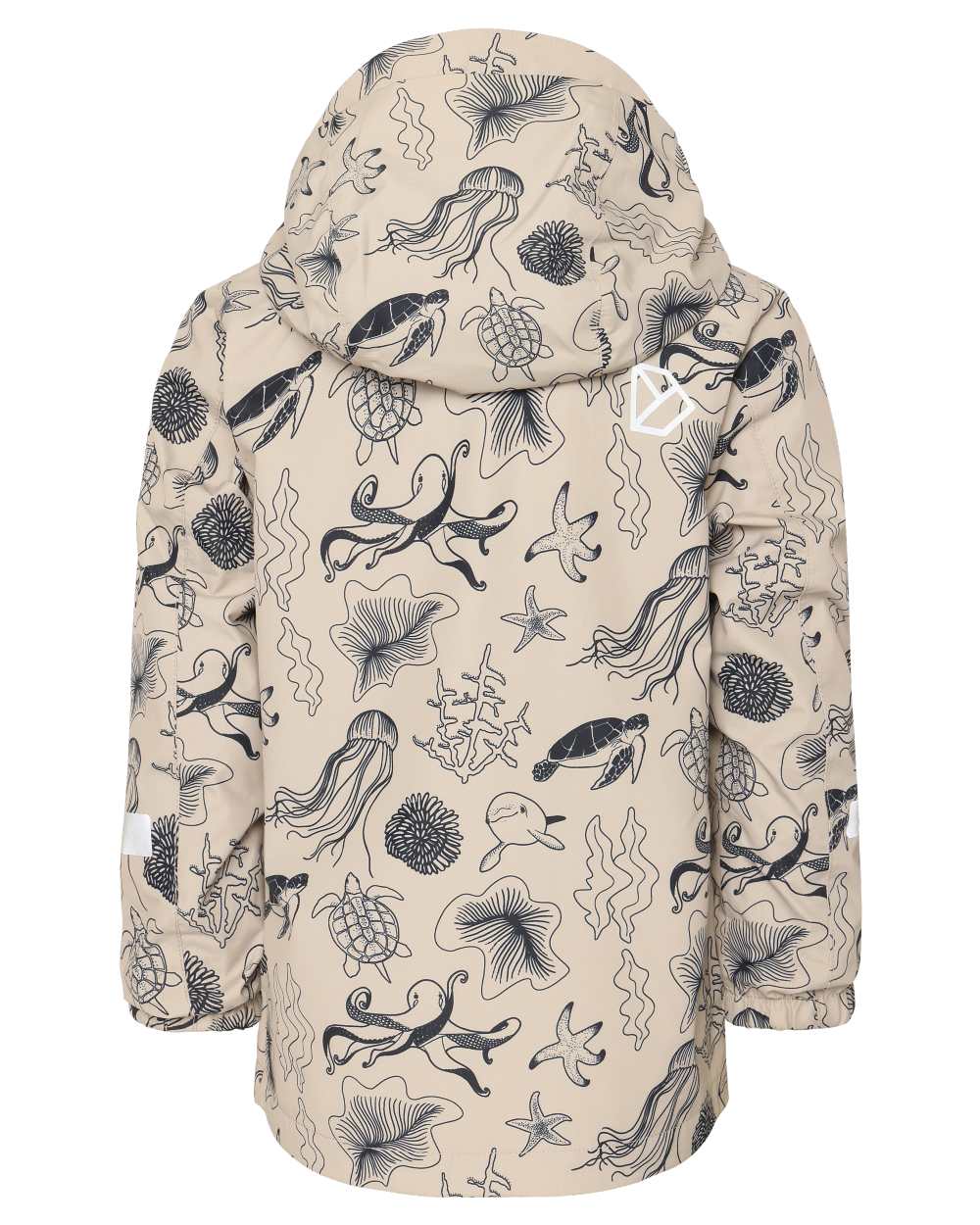 Ocean Beach Beige coloured Didriksons Childrens Norma Printed Jacket on white background 