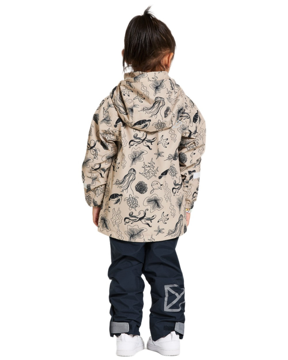 Ocean Beach Beige coloured Didriksons Childrens Norma Printed Jacket on white background 