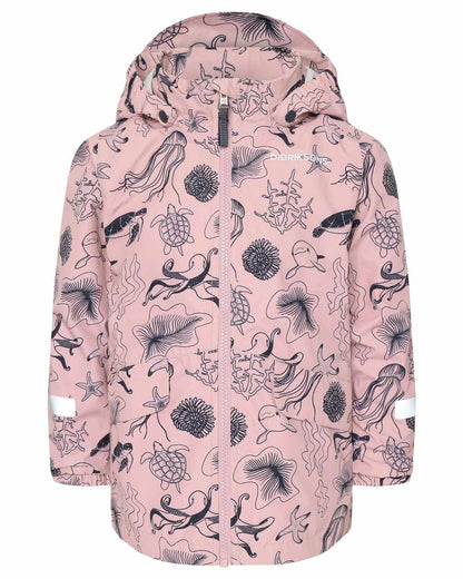 Ocean Soft Pink coloured Didriksons Childrens Norma Printed Jacket on white background 