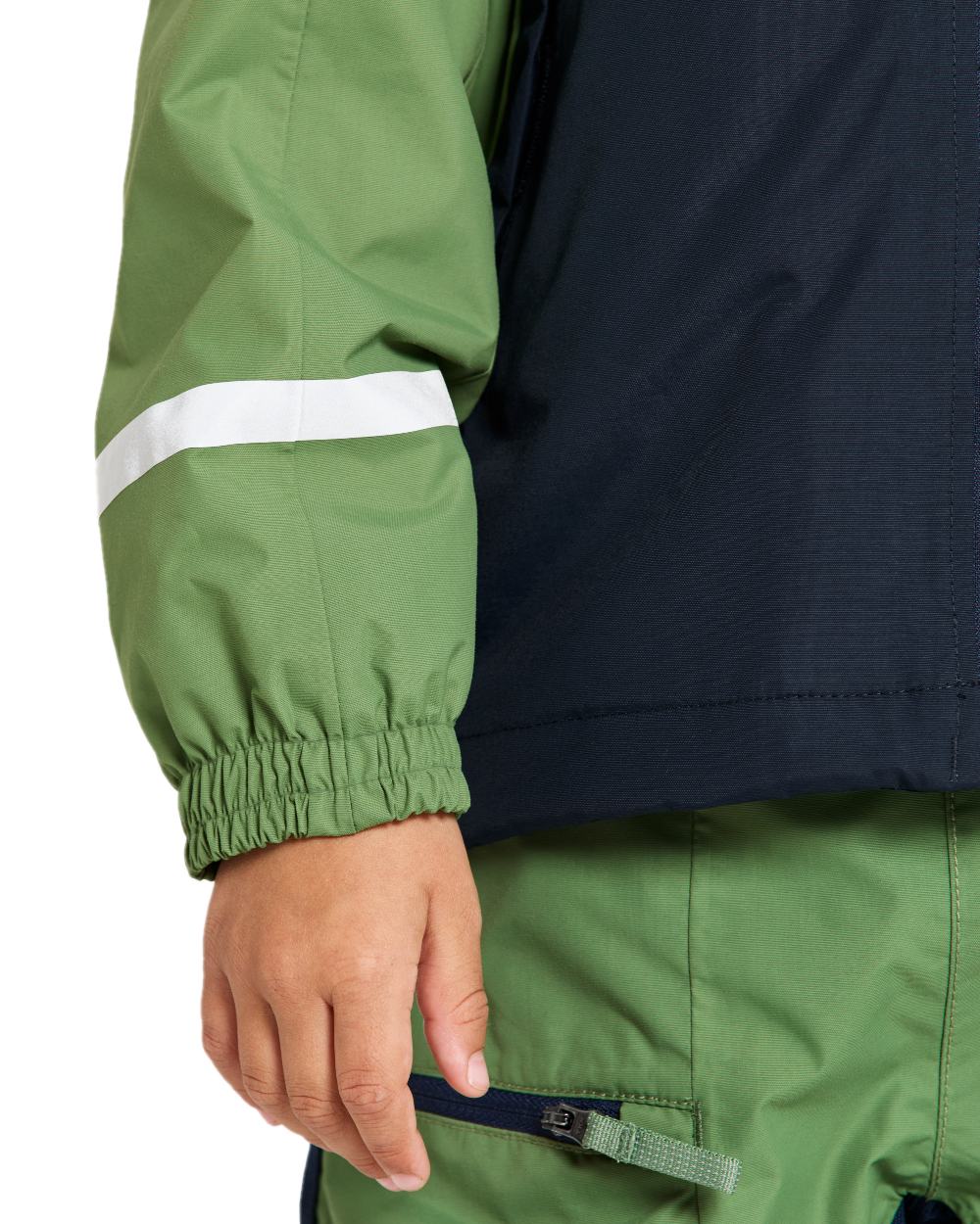 Light Algae Green coloured Didriksons Childrens Pilvi Jacket on white background 