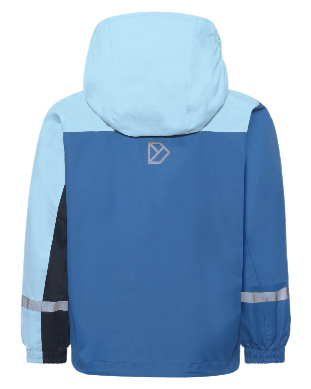 Light Sea Blue coloured Didriksons Childrens Pilvi Jacket on white background 