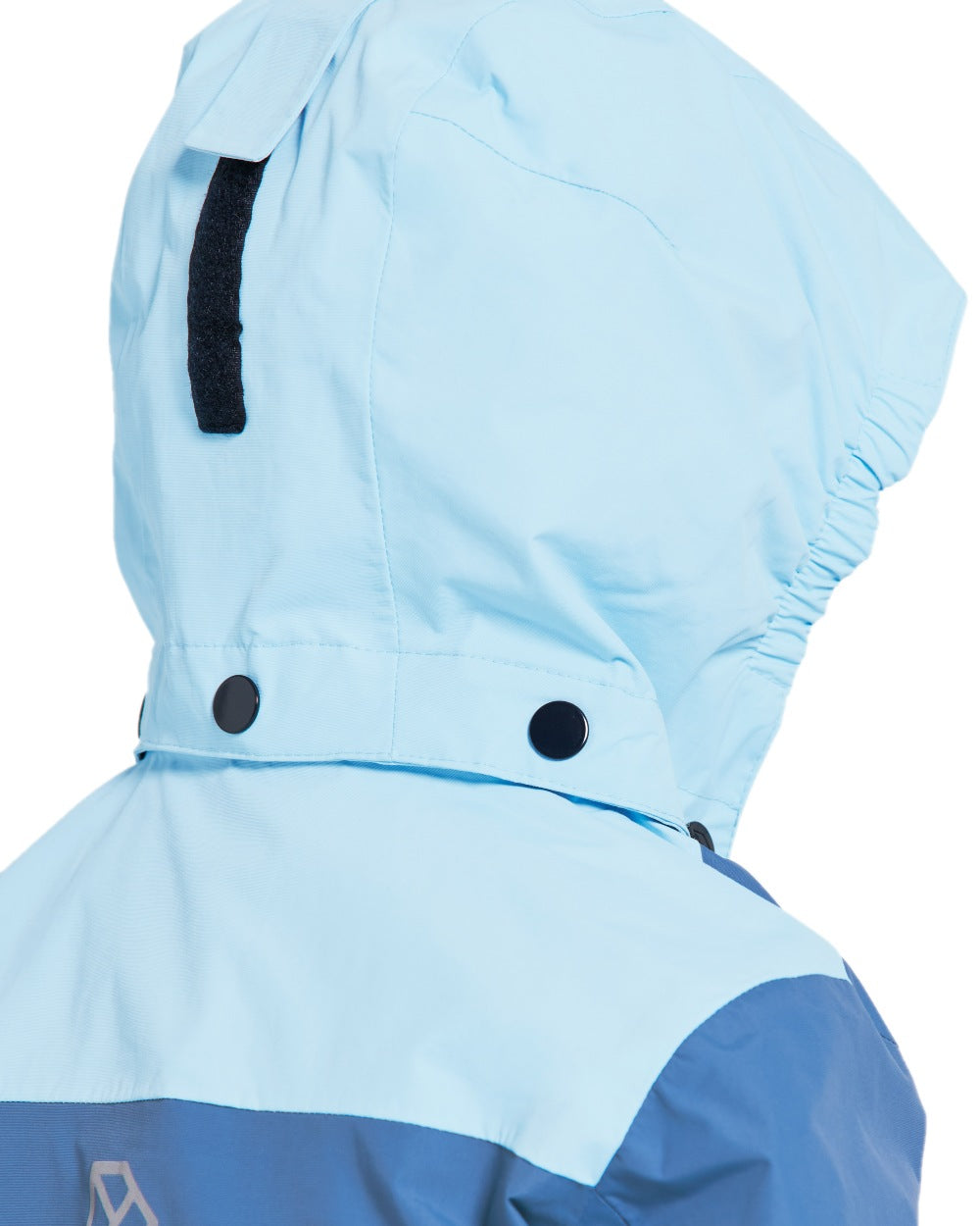 Light Sea Blue coloured Didriksons Childrens Pilvi Jacket on white background 
