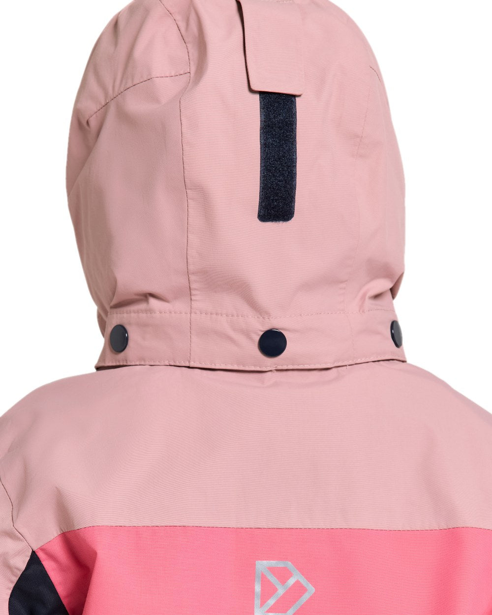 Soft Pink coloured Didriksons Childrens Pilvi Jacket on white background 