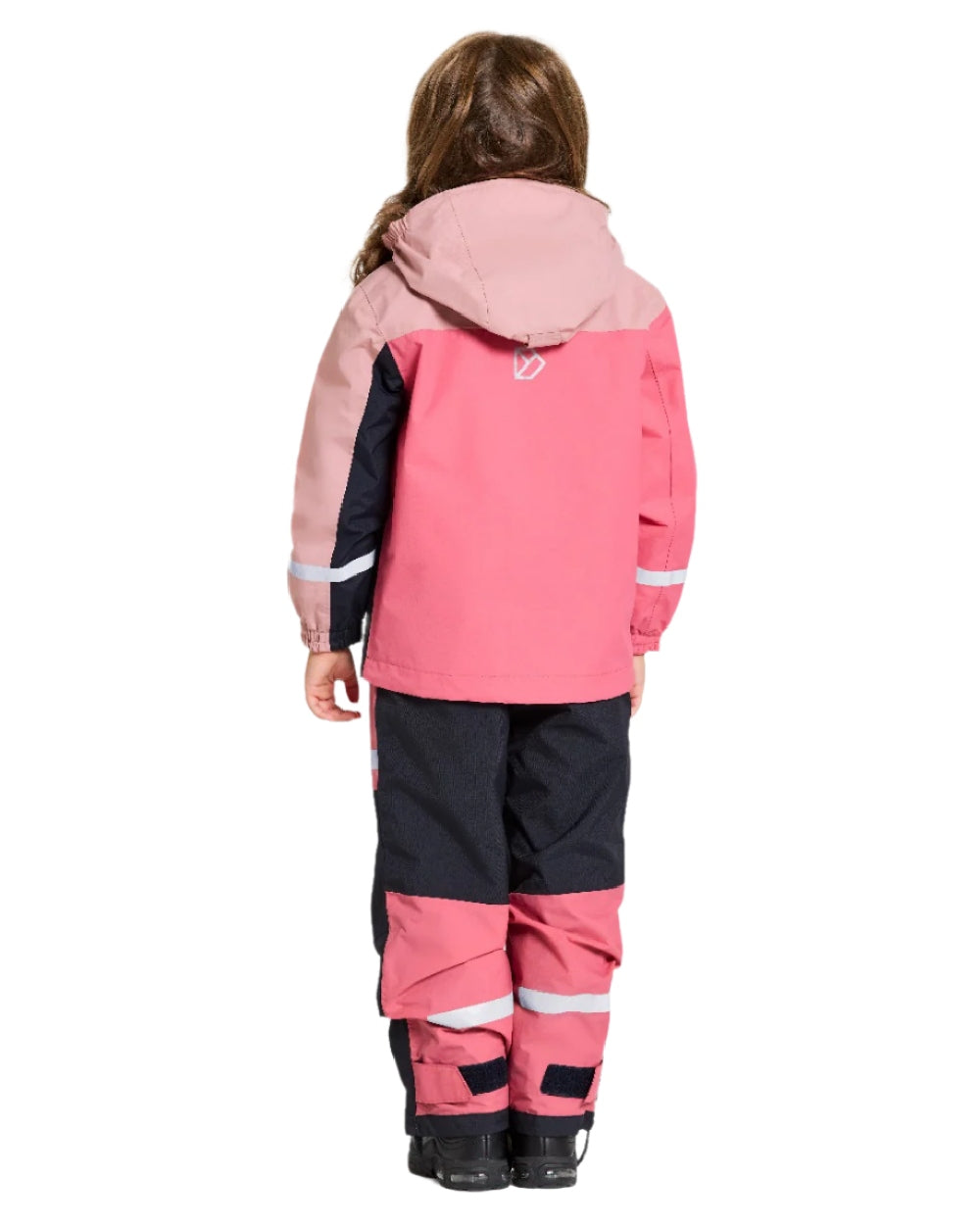 Soft Pink coloured Didriksons Childrens Pilvi Jacket on white background 