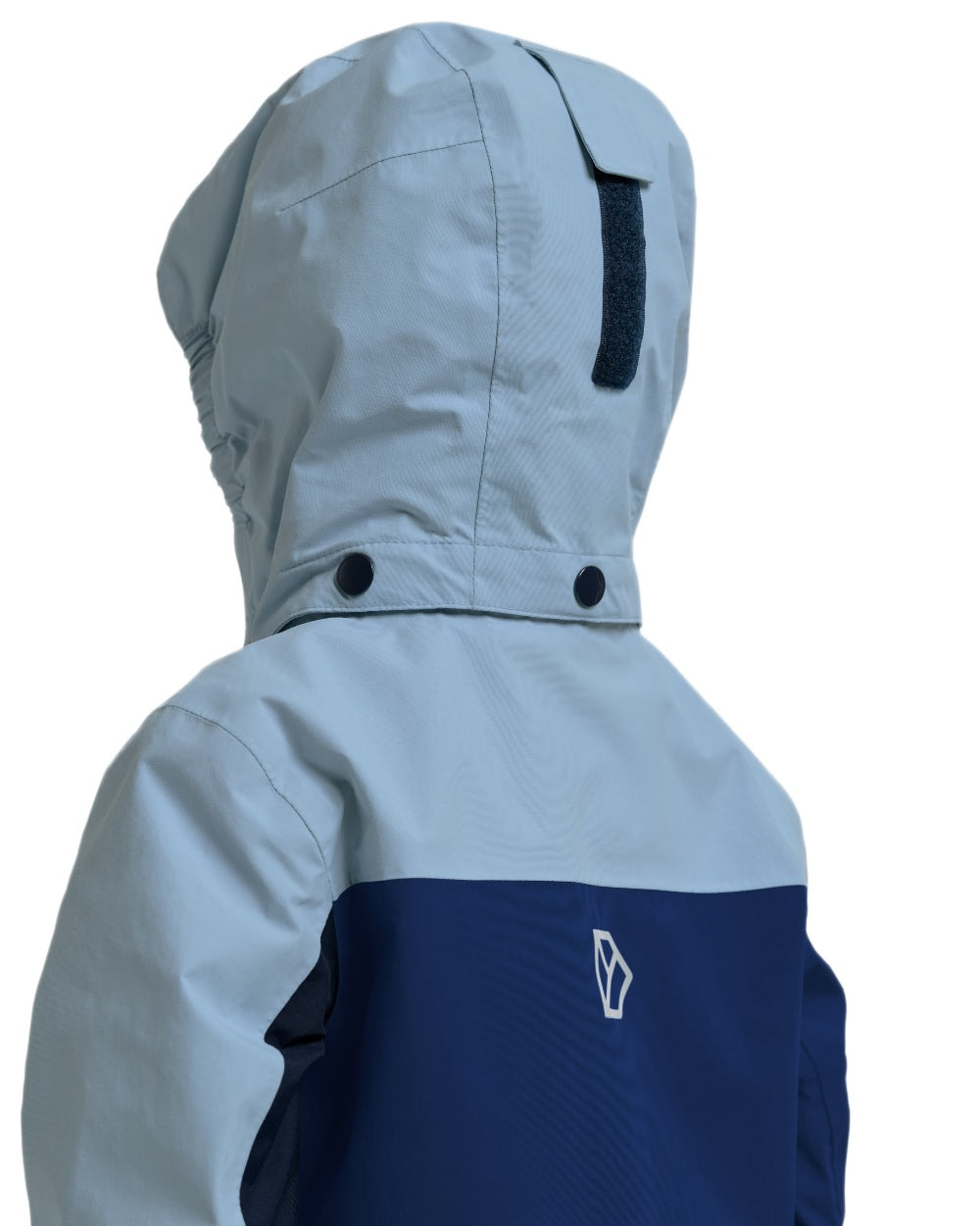 Blue Fog coloured Didriksons Childrens Pilvi Waterproof Jacket on white background 
