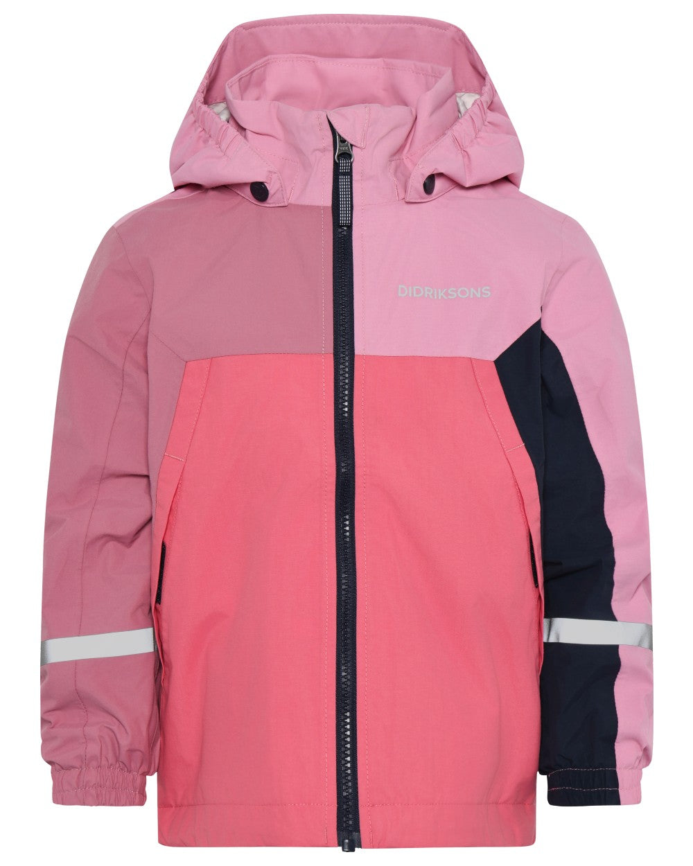 Heather Pink coloured Didriksons Childrens Pilvi Waterproof Jacket on white background 