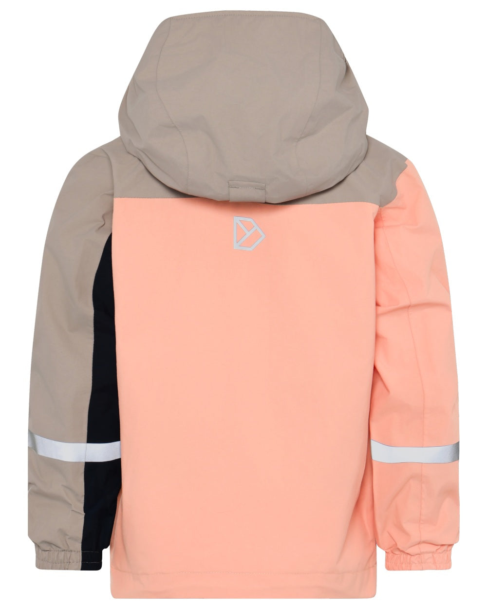 Powder Peach coloured Didriksons Childrens Pilvi Waterproof Jacket on white background 