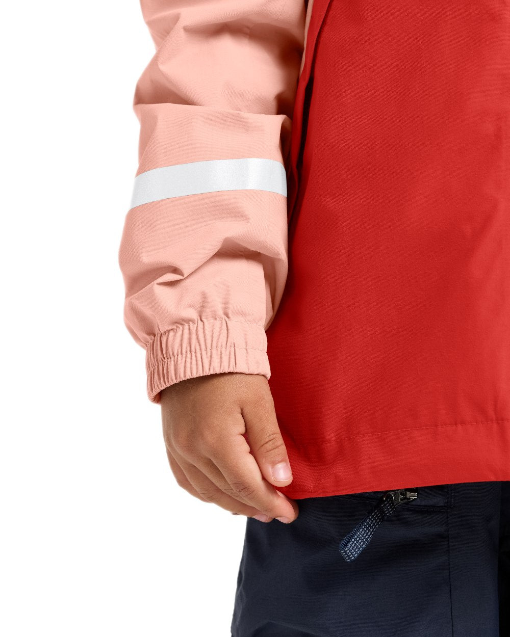 Powder Peach coloured Didriksons Childrens Pilvi Waterproof Jacket on white background 