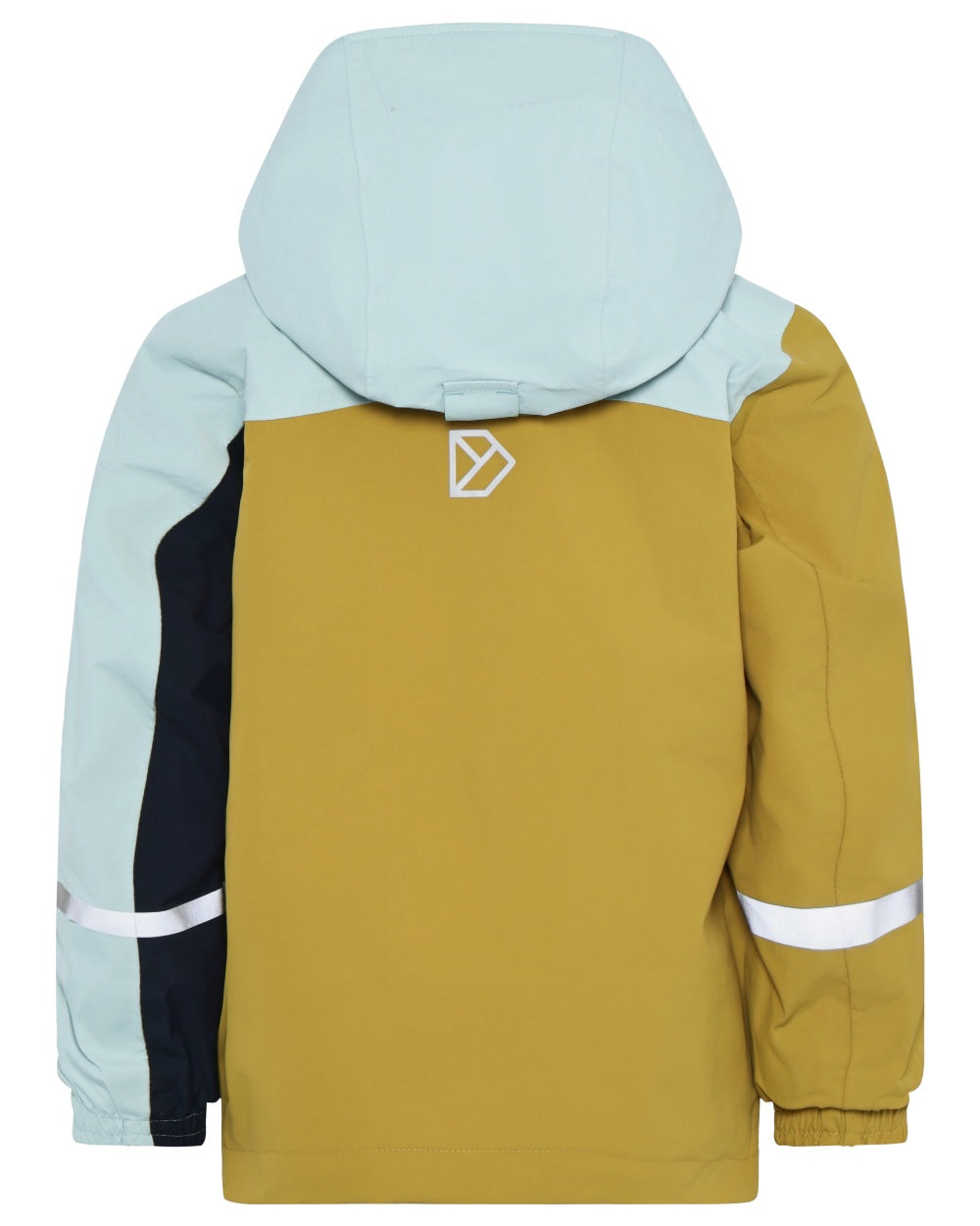 Yellow Pollen coloured Didriksons Childrens Pilvi Waterproof Jacket on white background 