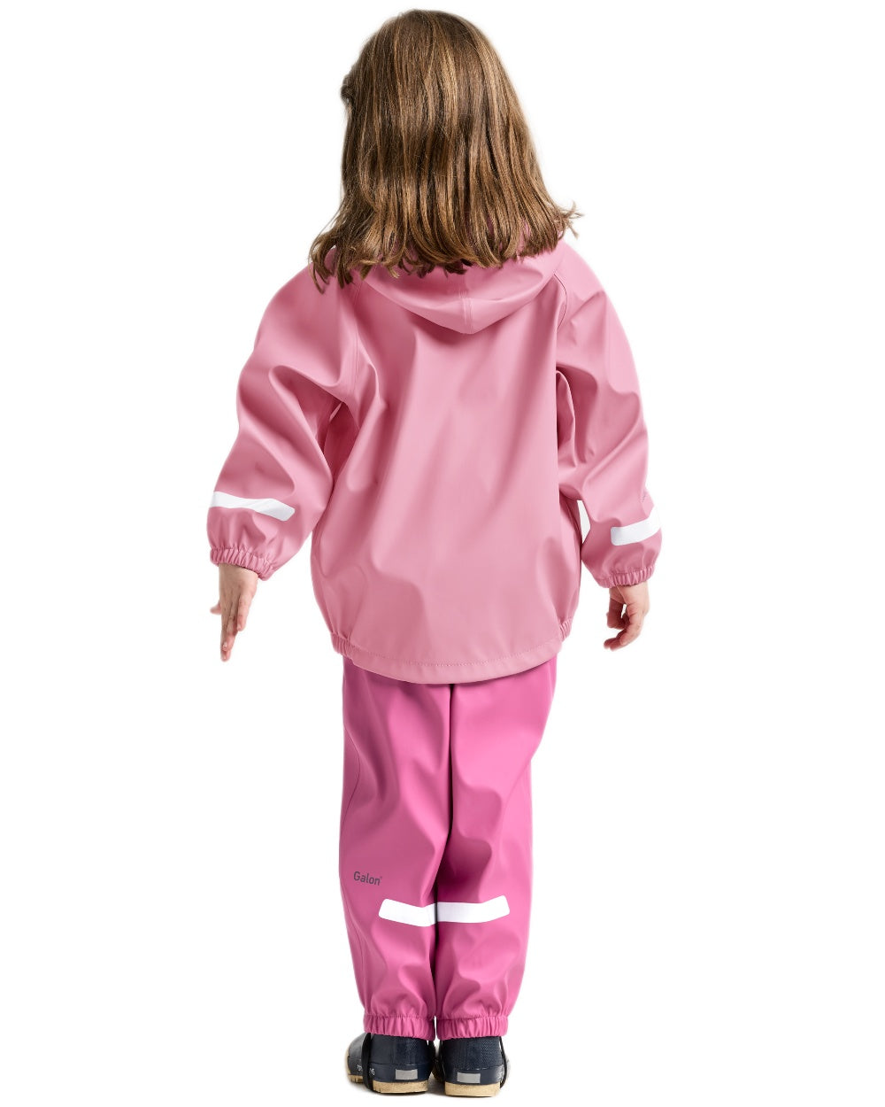 Light Heather Pink coloured Didriksons Childrens Slaskeman Rain Set 2 on white background 