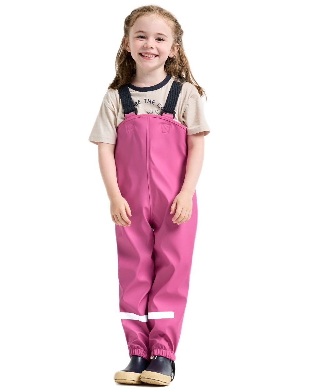 Light Heather Pink coloured Didriksons Childrens Slaskeman Rain Set 2 on white background 