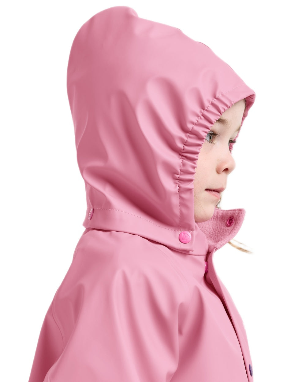 Light Heather Pink coloured Didriksons Childrens Slaskeman Rain Set 2 on white background 