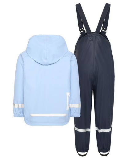 Light Sea Blue coloured Didriksons Childrens Slaskeman Rain Set 2 on white background 