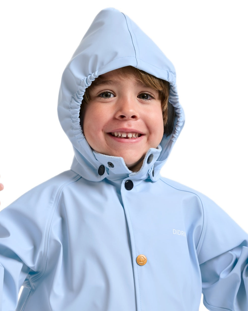 Light Sea Blue coloured Didriksons Childrens Slaskeman Rain Set 2 on white background 