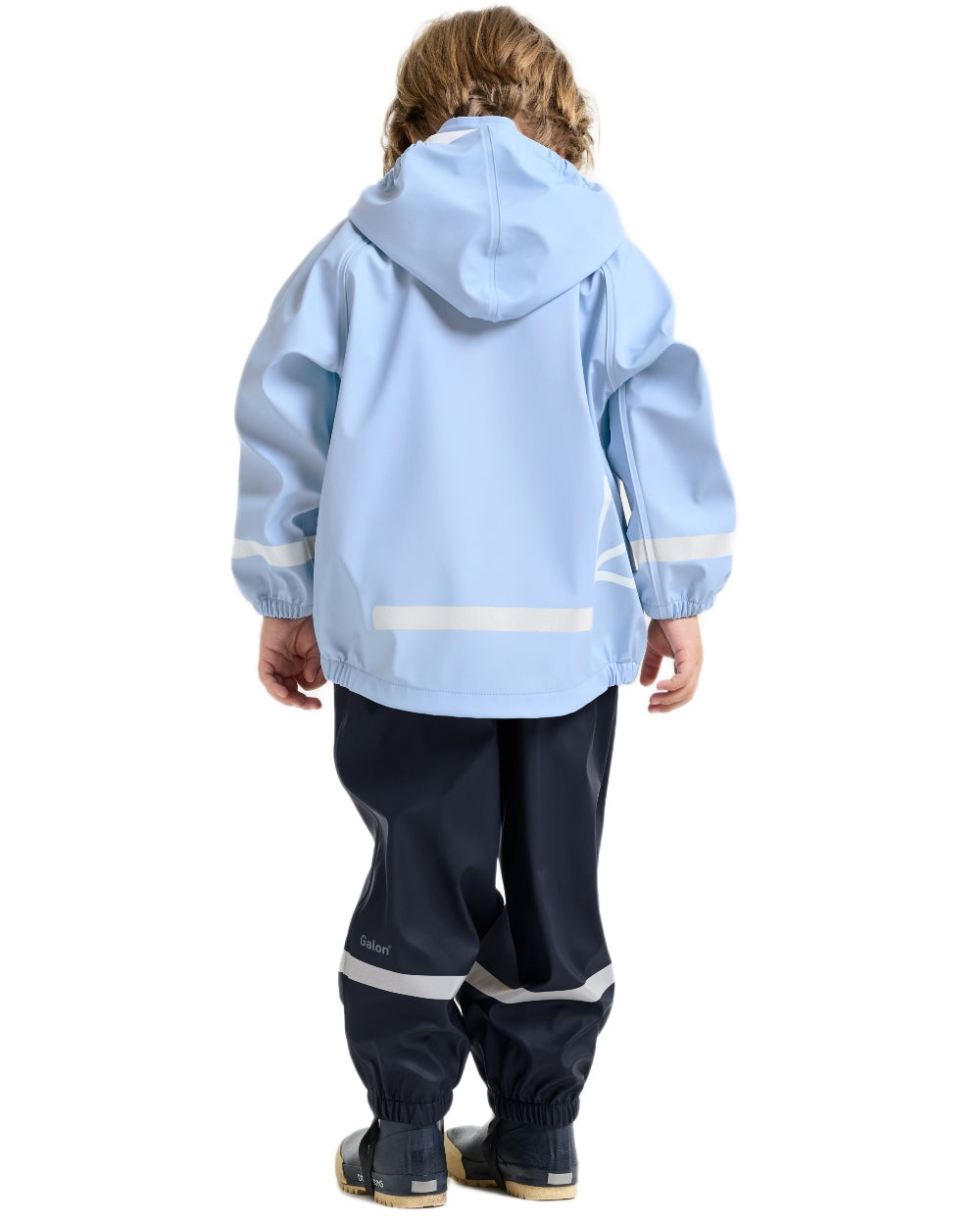 Light Sea Blue coloured Didriksons Childrens Slaskeman Rain Set 2 on white background 