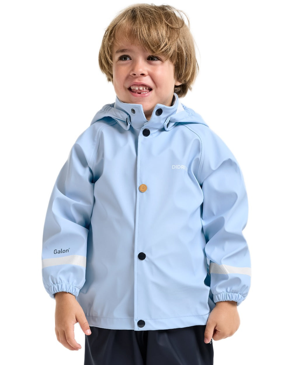 Light Sea Blue coloured Didriksons Childrens Slaskeman Rain Set 2 on white background 