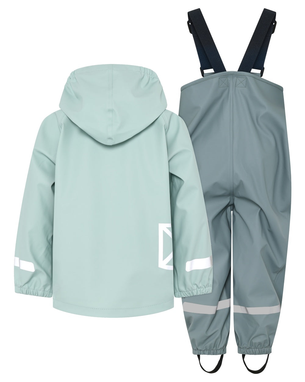 Ocean Mint coloured Didriksons Childrens Slaskeman Rain Set 2 on white background 