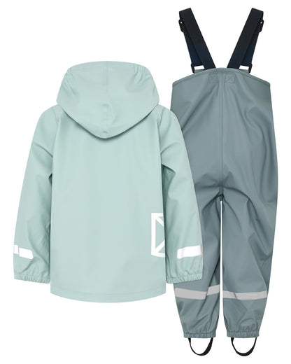Ocean Mint coloured Didriksons Childrens Slaskeman Rain Set 2 on white background 