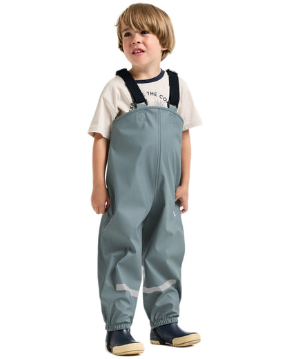 Ocean Mint coloured Didriksons Childrens Slaskeman Rain Set 2 on white background 