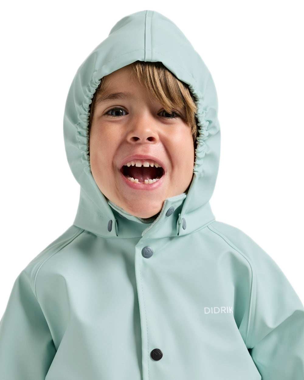 Ocean Mint coloured Didriksons Childrens Slaskeman Rain Set 2 on white background 