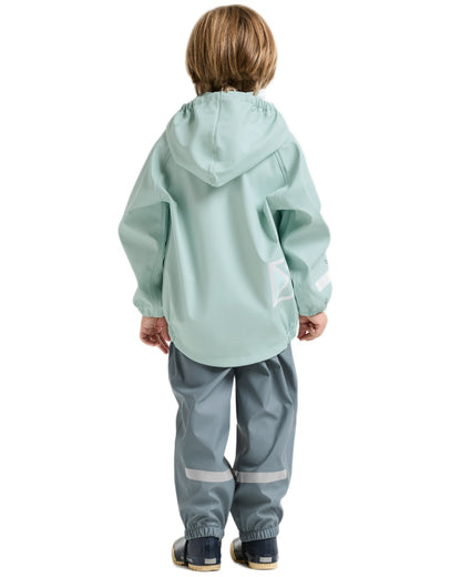 Ocean Mint coloured Didriksons Childrens Slaskeman Rain Set 2 on white background 