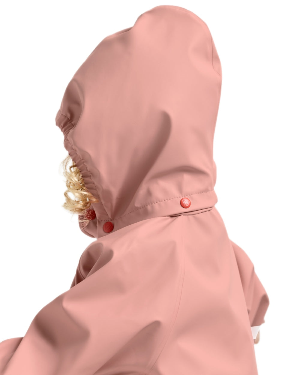 Powder Peach coloured Didriksons Childrens Slaskeman Rain Set 2 on white background 