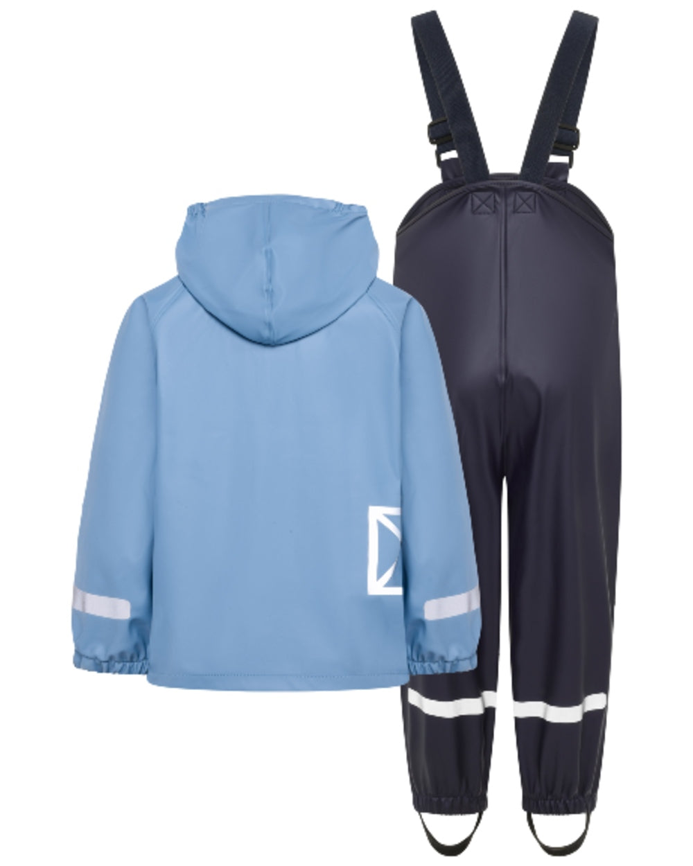 Winter Blue coloured Didriksons Childrens Slaskeman Rain Set 4 on white background 