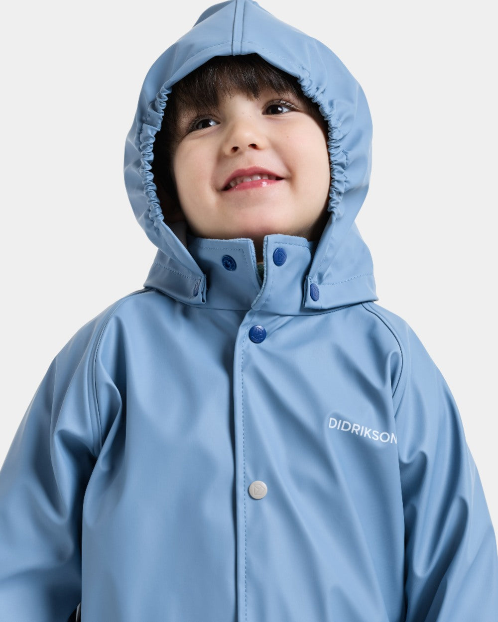 Winter Blue coloured Didriksons Childrens Slaskeman Rain Set 4 on white background 