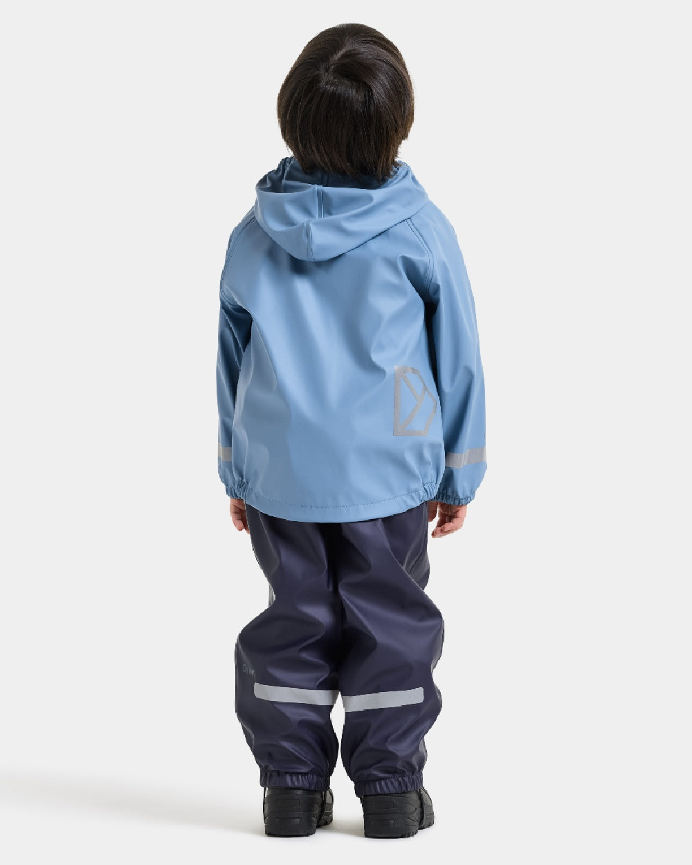 Winter Blue coloured Didriksons Childrens Slaskeman Rain Set 4 on white background 