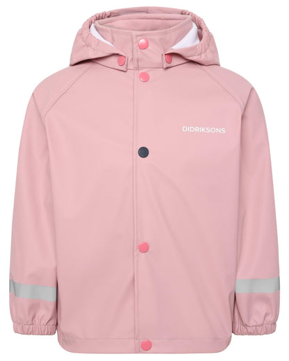 Soft Pink coloured Didriksons Childrens Slaskeman Rain Set Clearance on white background 
